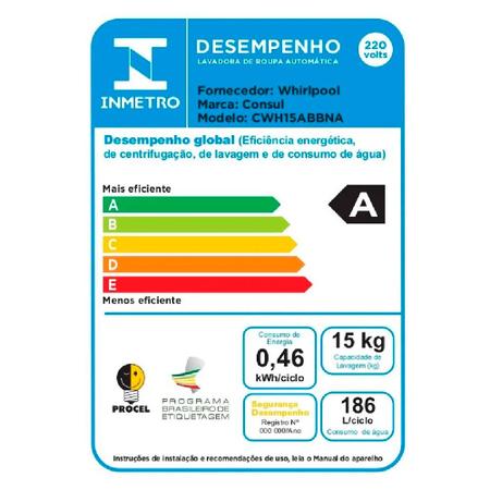 Imagem de Máquina de Lavar Consul 15 kg com Lavagem Econômica e Ciclo Edredom CWH15AB