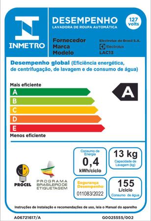 Imagem de Máquina de Lavar Electrolux 13kg Branca Turbo Economia com Jet&Clean e Filtro Fiapos (LAC13)