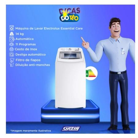 Imagem de Máquina de Lavar Electrolux Essential Care 14 kg Automática Cesto Inox LED14