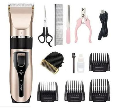 Kit Tosa Maquina Profissional Pets + Tesouras Cortador Lixa