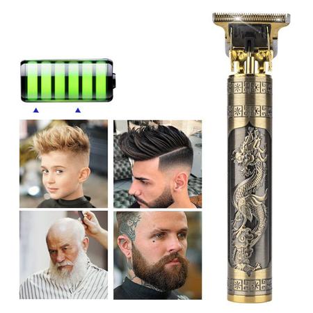 Imagem de Máquina Elétrica Masculina Recarregável de Cortar Cabelo e Barbear VINTAGE T9 (USB1 Dragon)