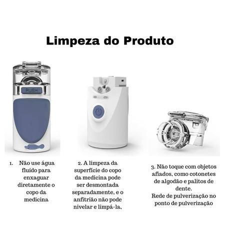 Imagem de Máquina Nebulizadora Inalador Ultrassônico Adulto e Infantil Portátil Silencioso USB Pilha Sem Fio Bivolt