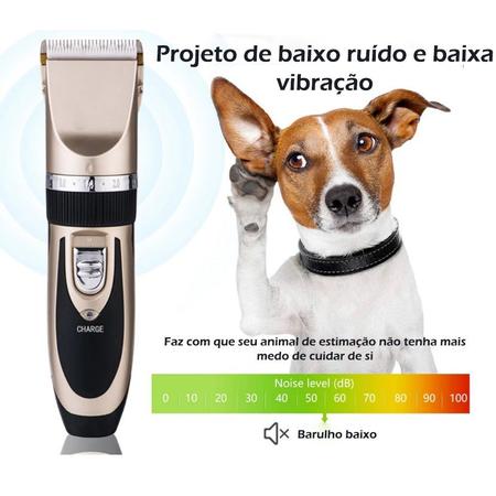 Imagem de Máquina Tosador / Aparador Bivolt para Pelos Cachorro Pet Cães Gatos Recarregável e Profissional Sem Fio