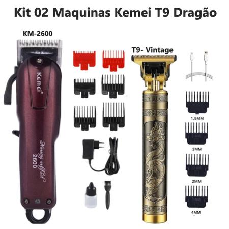 Imagem de Maquininha Cabelo e Barba kemei e Vintage Bordo Profissional