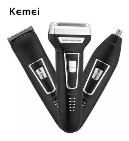 Imagem de Maquininha de raspar barba, cabelo e pêlos do corpo kemei bivolt 3 em 1