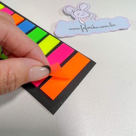 Imagem de Marca Página Adesivo Retangular Sticky Notes Neon Transparente Pet Marker