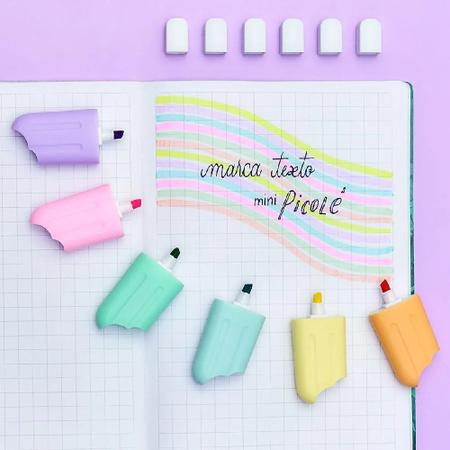Imagem de Marca Texto Mini Picolé Pastel Trend Colors Estojo 6 cores -  Jocar Office