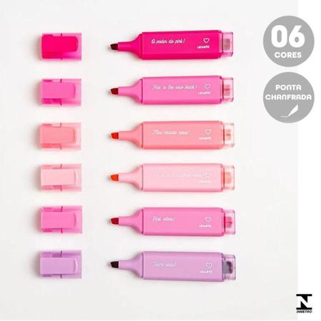 Imagem de Marca Texto Pink Vibes Estojo Com 6 Cores Ponta Chanfrada