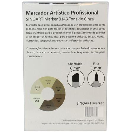 Imagem de Marcador Artístico Sinoart Marker 06 Tons de Cinza