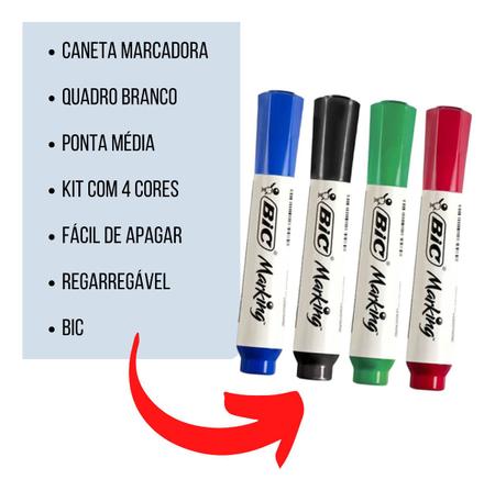 Imagem de Marcador Caneta Quadro Branco Bic Kit Com 4 Cores Pincel