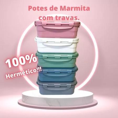 Imagem de Marmita 100% Hermética C/ Travas Não Vaza Líquido - Bpa Free