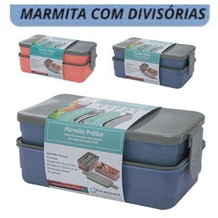 Imagem de Marmita com Divisória Prática Pote Organizador Com Talher