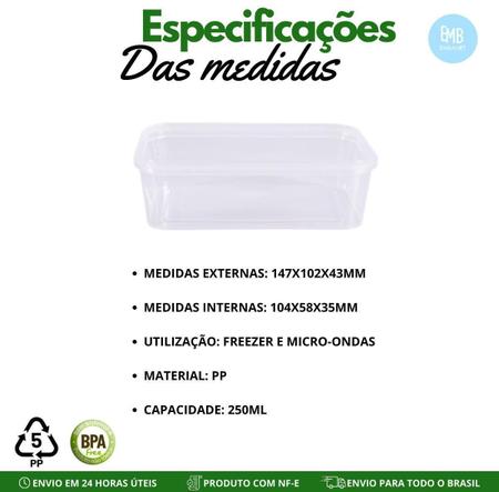 Imagem de Marmita Descastavel Para Freezer E Microondas 250Ml 144 Unid