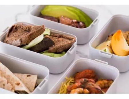 Imagem de Marmita Dupla Bento Box Com Colher E Garfo UG Academia Fitness Saudável Anodilar Pote Almoço Microondas 