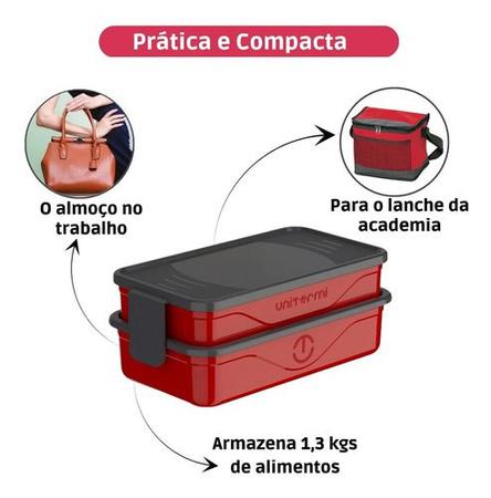 MARMITA TÉRMICA 1,2 L POTE COM 3 DIVISÓRIAS E TALHER - BM