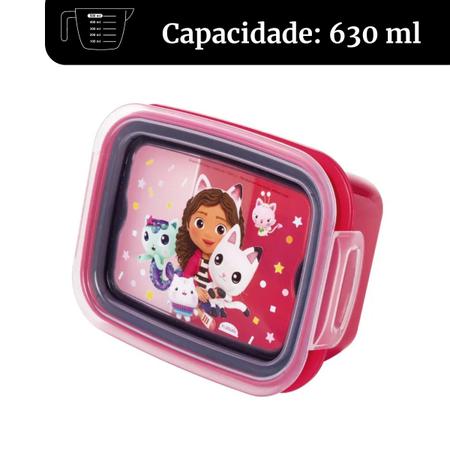 Imagem de Marmita Infantil Hermética Com Trava Personagem Casa Magica da Gabby 630 ml Plasutil