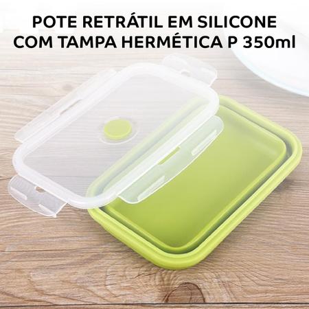 Imagem de Marmita Porta Alimentos Silicone Microondas e freezer Retrátil 350ml Verde Mimo Style