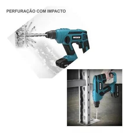 Imagem de Martelete A Bateria 18v 2ah Rotativo Perfurador Ws2990 Wesco