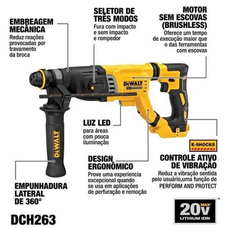 Imagem de Martelete Plus Brushless Dch263 + 2 Bat 5ah + Carreg Dewalt