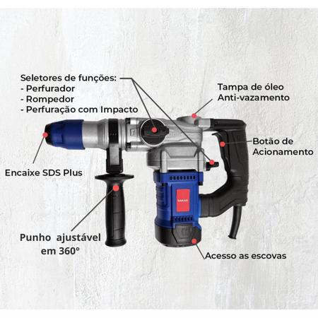 Imagem de Martelete Sds Plus 1100w rompedor perfurador 5kg profissional