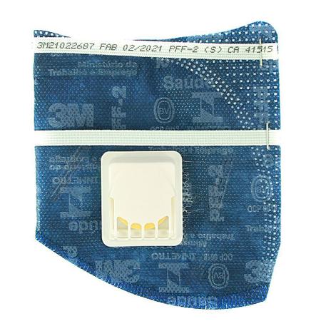 Imagem de Máscara 3M Com Válvula Dobrável Descartável para Proteção Facial PFF2(S) Azul
