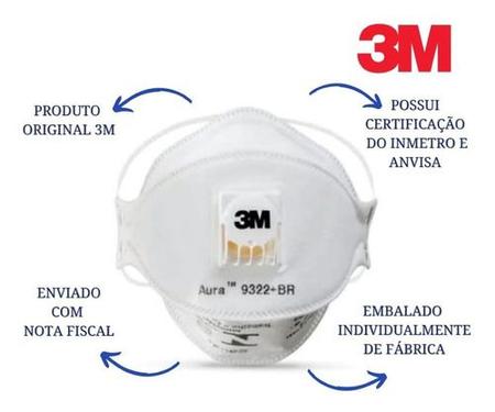 Imagem de Mascara 3m Pff2 Respirador Aura 9322 Kit 15 Unidades