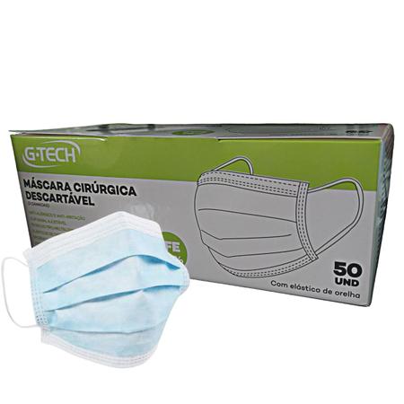 Imagem de Máscara Cirúrgica Descartável 3 Camadas com Filtro de Proteção - 50 Unidades - G-Tech