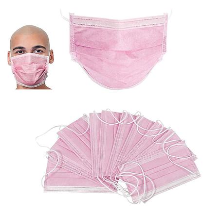 Imagem de Máscara Cirúrgica Rosa Descartável Tripla Camada Com Filtro