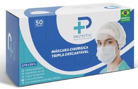 Imagem de Máscara Cirurgica Tripla Proteção 98% Clipe Nasal 3 Cx 50 Un