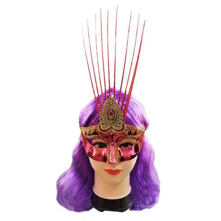 Imagem de Máscara de Carnaval Veneziana Vermelha Fita Holográfica