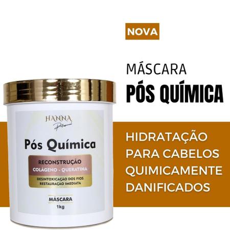 Imagem de Mascara De Hidratacao Para Cabelo Pos Quimica Reconstrucao Colageno Queratina Hanna Professional 1kg