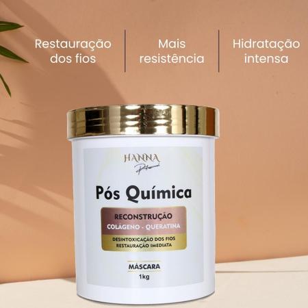 Imagem de Mascara De Hidratacao Para Cabelo Pos Quimica Reconstrucao Colageno Queratina Hanna Professional 1kg