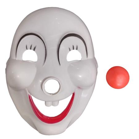 Imagem de Máscara de Palhaço Feliz Branca e Vermelha