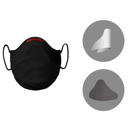 Imagem de Máscara de Proteção Fiber Knit Air Tamanho G Preto + 30 Filtros de Proteção + Suporte 3D