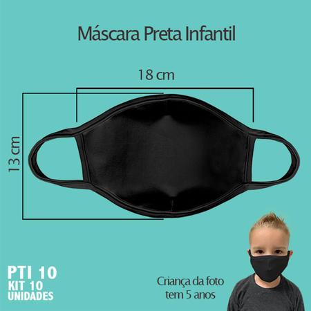 Imagem de Mascara de tecido lavavel preta infantil  kit 10 unid.  pti10