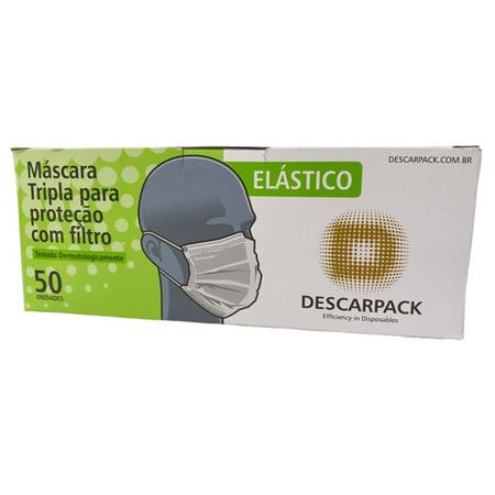 Imagem de Mascara Descartavel Hospitalar Tripla Camada Anvisa Cor Branco 50 und. Descarpack_KIT C/10 cxs