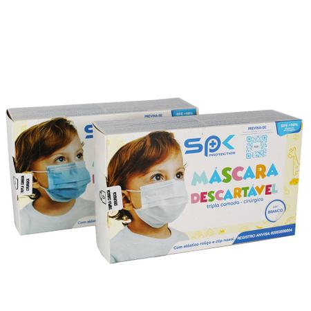Imagem de Máscara Descartável Tripla Camada Cirúrgica Infantil Cor Azul  SPK