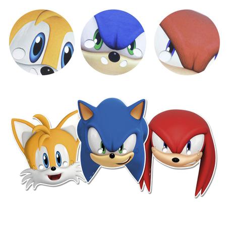 Máscara do Sonic Tails e Knuckles Papel 6 Unidades - Apollo Festas