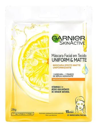 Imagem de Máscara Facial em Tecido Vitamina C Garnier SkinActive 28g Efeito Matte Uniformizante Hialurônico Antioliosidade