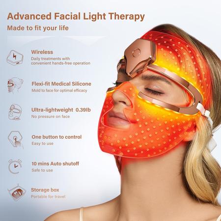 Máscara facial LED NEWKEY Wireless Silicone Red Light Therapy Imagem de Máscara facial LED NEWKEY Wireless Silicone Red Light Therapy