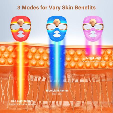 Máscara facial LED NEWKEY Wireless Silicone Red Light Therapy Imagem de Máscara facial LED NEWKEY Wireless Silicone Red Light Therapy