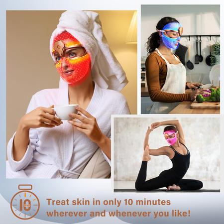 Máscara facial LED NEWKEY Wireless Silicone Red Light Therapy Imagem de Máscara facial LED NEWKEY Wireless Silicone Red Light Therapy