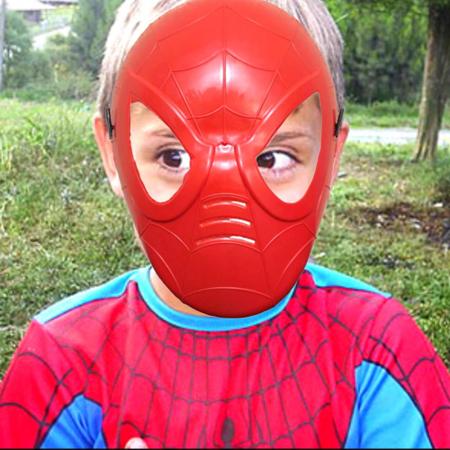 Fantasia infantil com máscara Homem Aranha vermelho