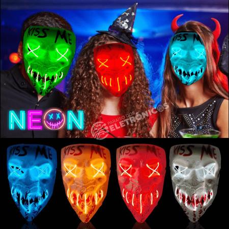 Mascara Halloween Preta Led Neon Assustadora Colorida Dia Das Bruxas - VMP  - Máscara de Festa - Magazine Luiza
