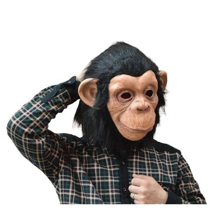 Mascara macaco chimpanzé com pelos latex Halloween carnaval em
