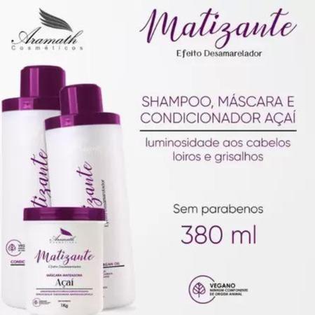 Imagem de Máscara Matizadora Aramath 1Kg loiras grisalhos luzes profissional lavatório roxa