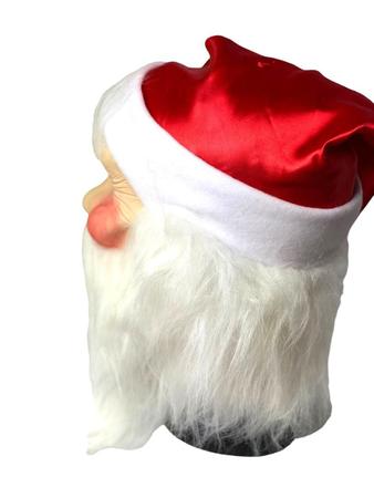 Imagem de Mascara Papai Noel Realista Com Barba Cabelo Gorro Natal