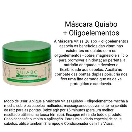 Imagem de Máscara Quiabo + Oligoelementos  250 g - Vitiss Cosméticos - Cabelos Danificados e Com Pontas Duplas