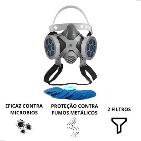 Imagem de Mascara Respirador Facial  Para Proteção + 10 filtros pff2 