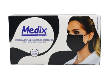 Imagem de Máscara Tripla Descartável Com Elástico Anvisa Caixa 50 Unid Medix
